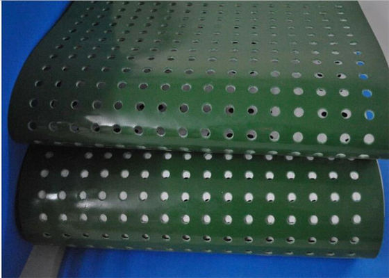Porcellana Nastro trasportatore di plastica verde dell&#039;ondulatore del PVC con i fori di perforazione per il trasporto leggero fabbrica