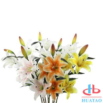 Porcellana Scelga 3 fiori artificiali impermeabili dei fiori del giglio delle teste per nozze fabbrica